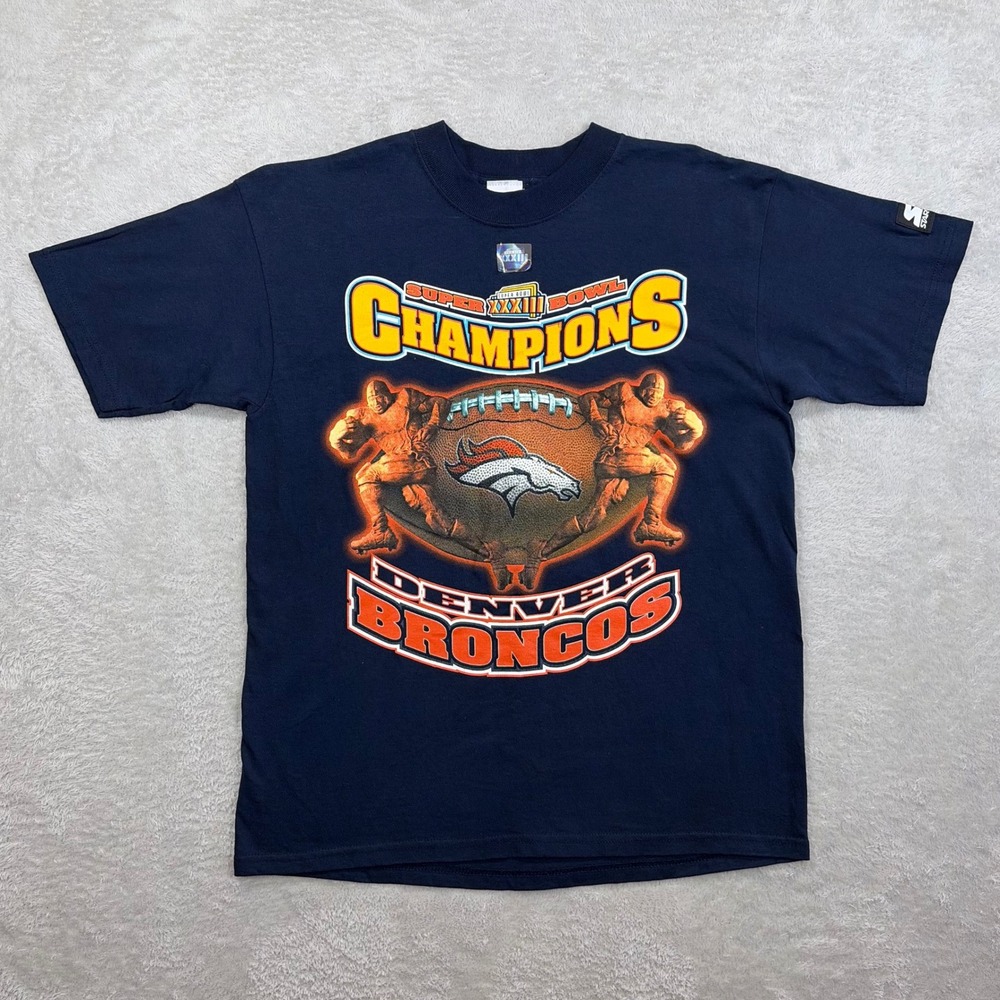 Vintage Denver Broncos Shirt Kids XL Navy Super Bowl XXXIII Champions Starter